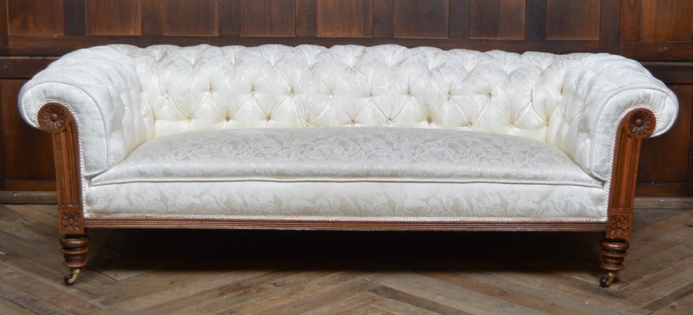 Victorian Oak Damask Sofa