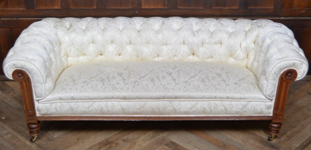Victorian Oak Damask Sofa View IV