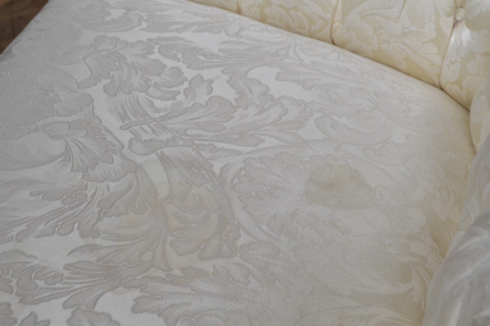 Victorian Oak Damask Sofa View XV