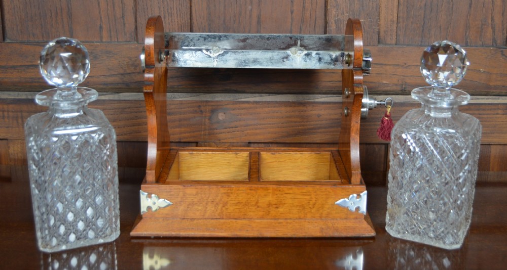 Edwardian Oak Tantalus View XI