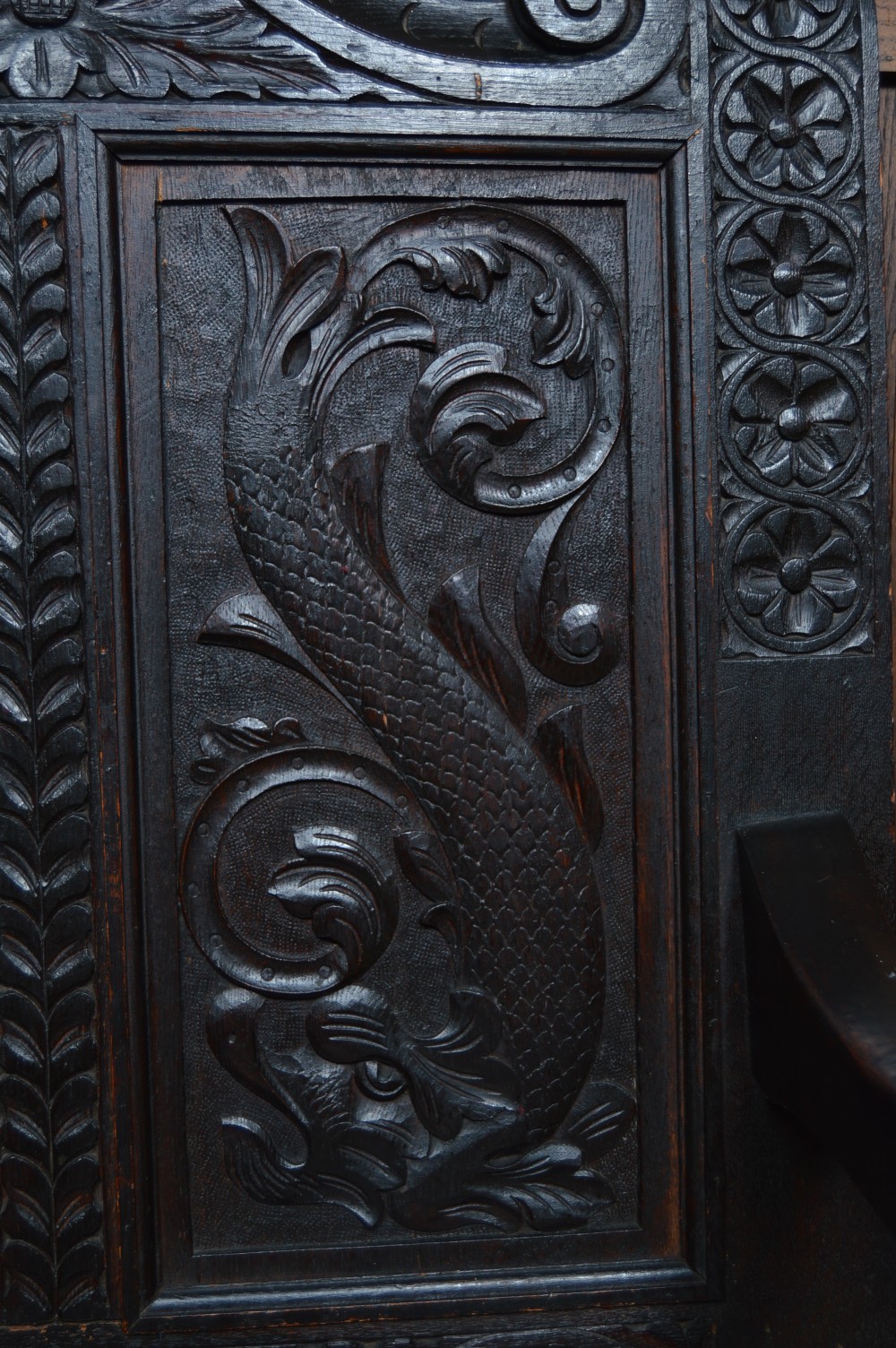 Victorian Oak Monk Bench / Settle View VI