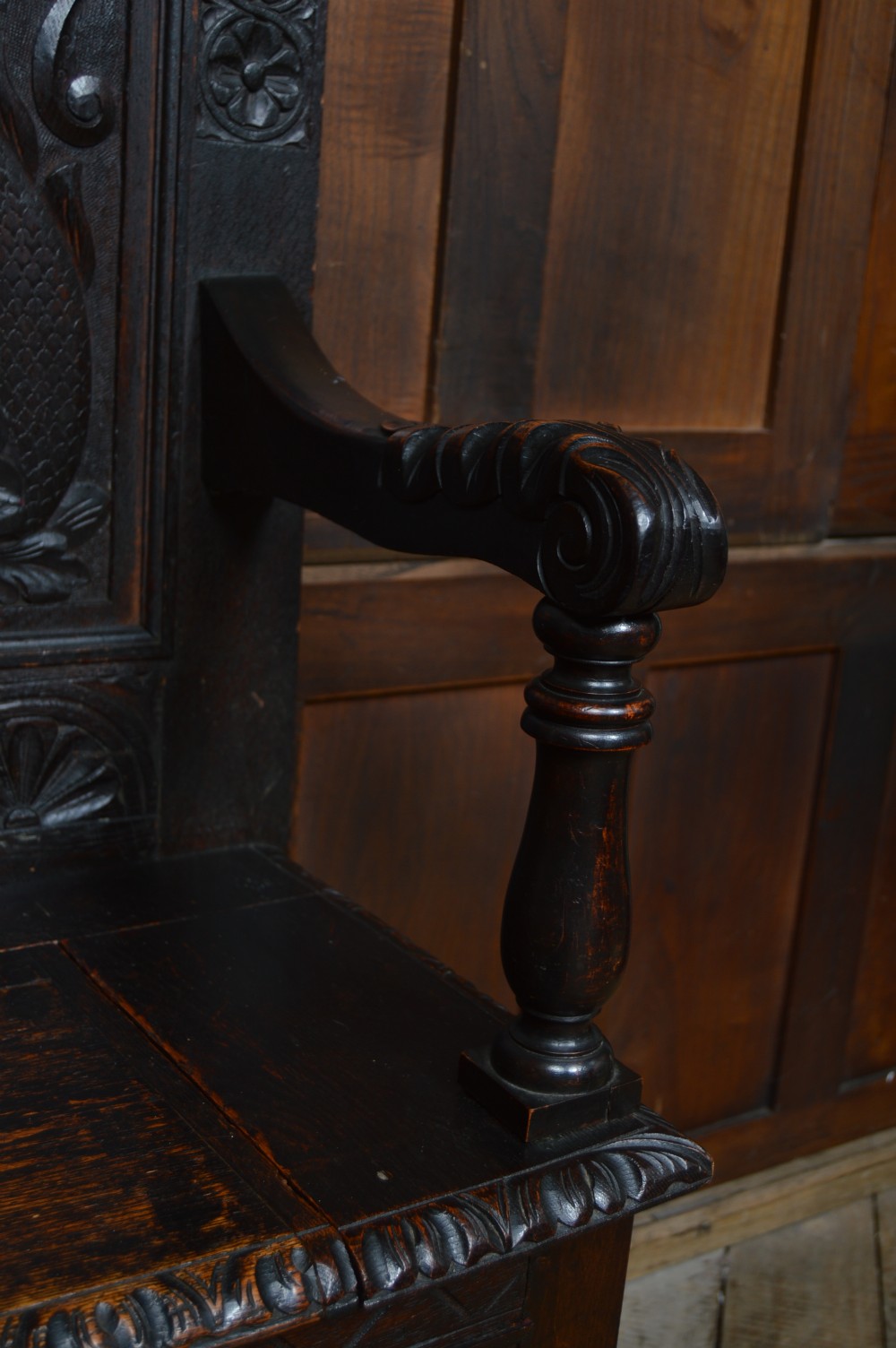 Victorian Oak Monk Bench / Settle View VII