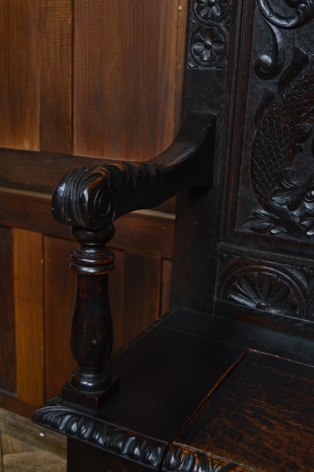 Victorian Oak Monk Bench / Settle View VIII