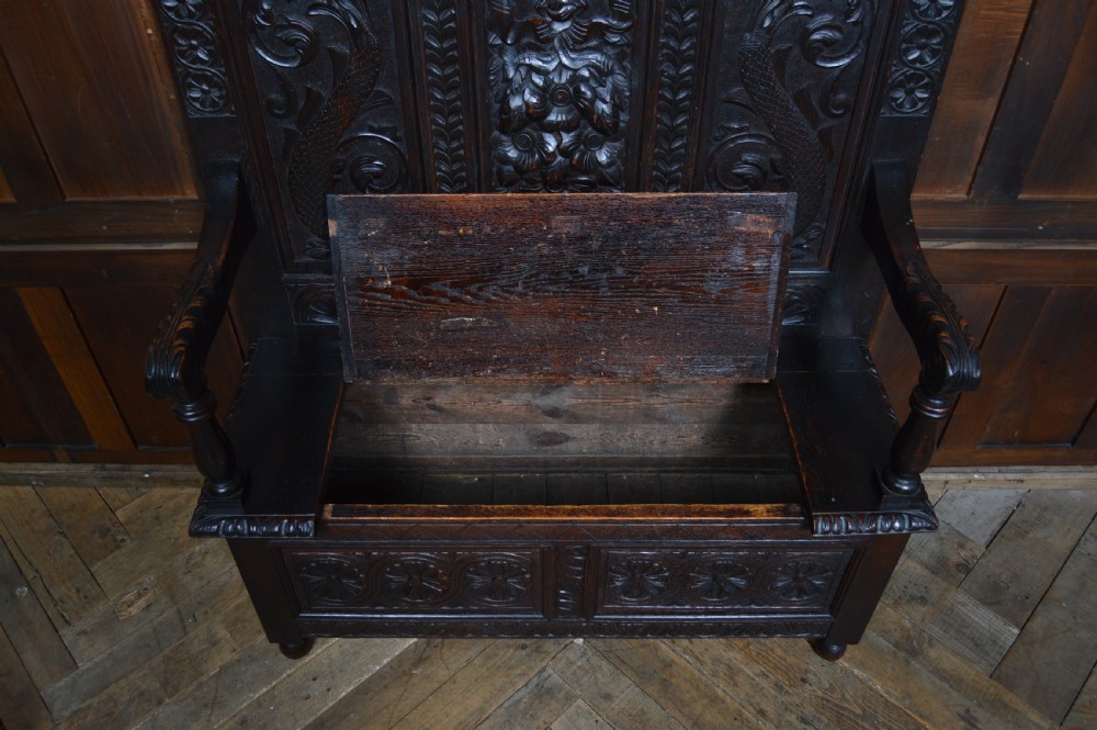 Victorian Oak Monk Bench / Settle View X