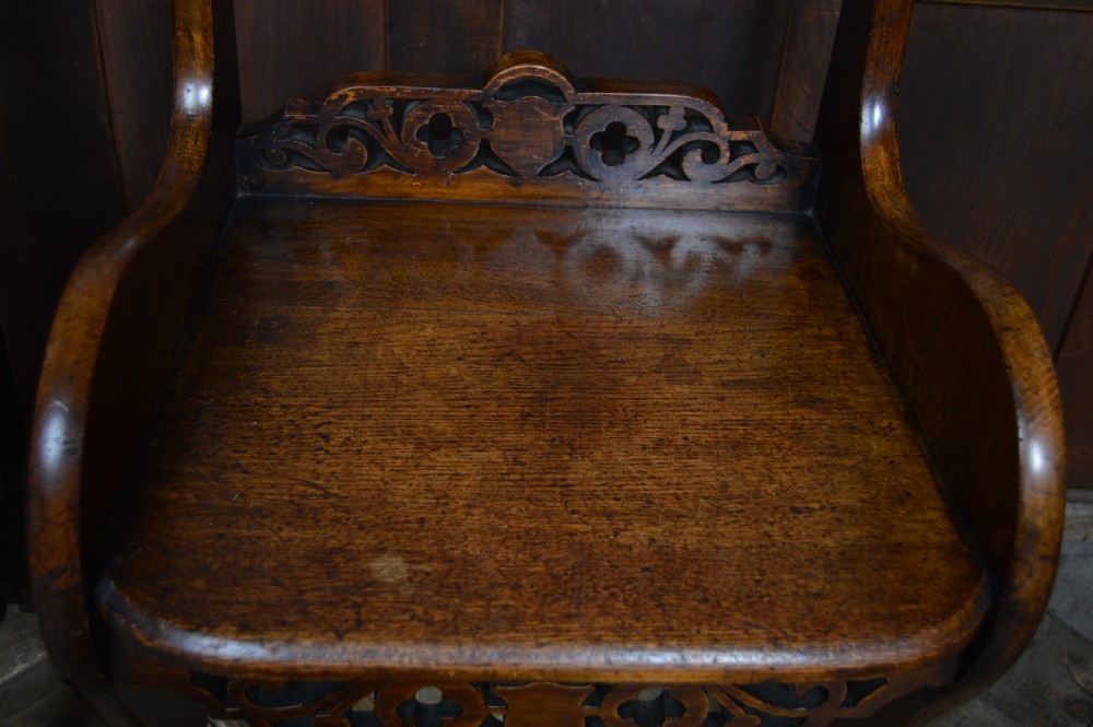Pair of Victorian Oak Hall Chairs View V
