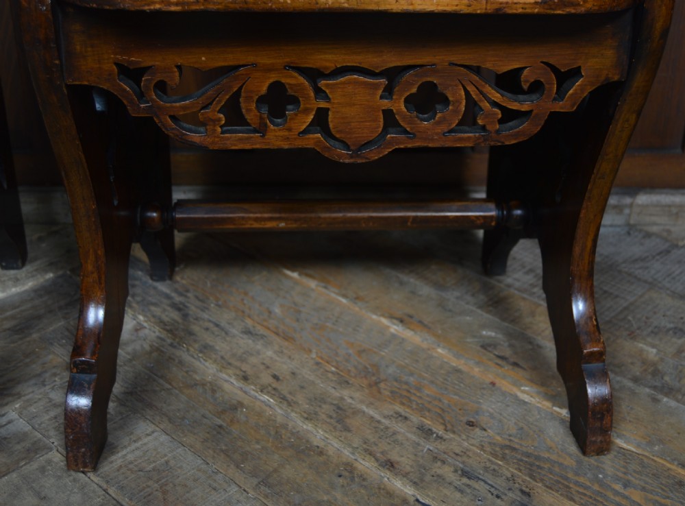 Pair of Victorian Oak Hall Chairs View VI