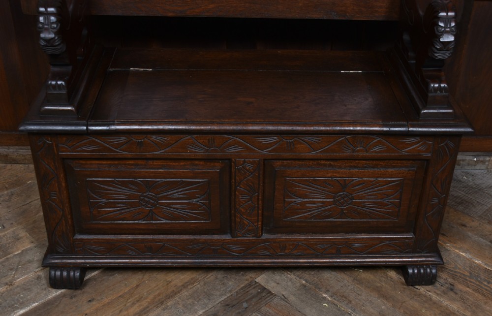 Edwardian Monk's Bench/ Hall Seat/ Settle View V