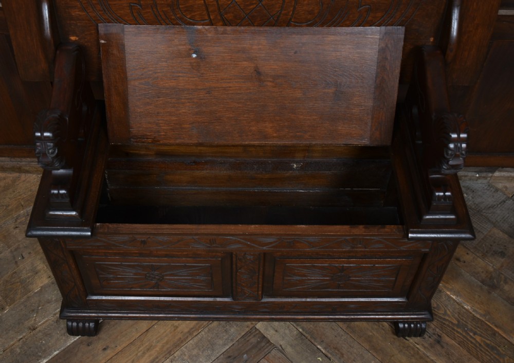 Edwardian Monk's Bench/ Hall Seat/ Settle View VII
