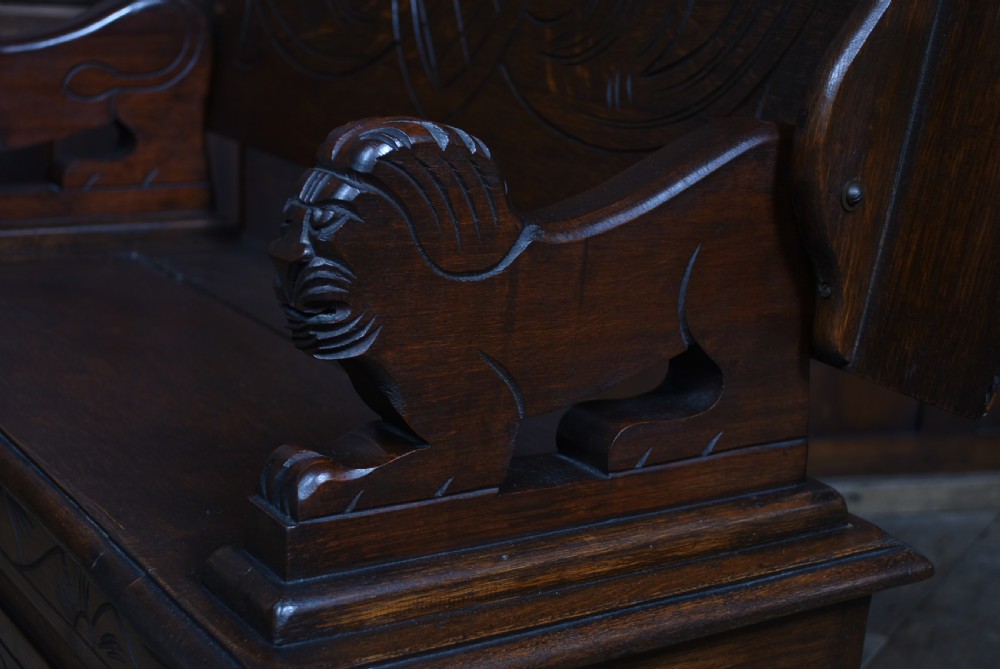 Edwardian Monk's Bench/ Hall Seat/ Settle View XVI
