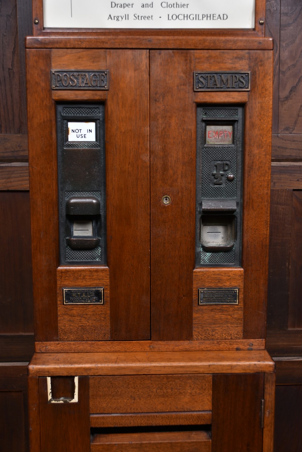 Vintage Mahogany Post Box and Stamp Vending Machine View V