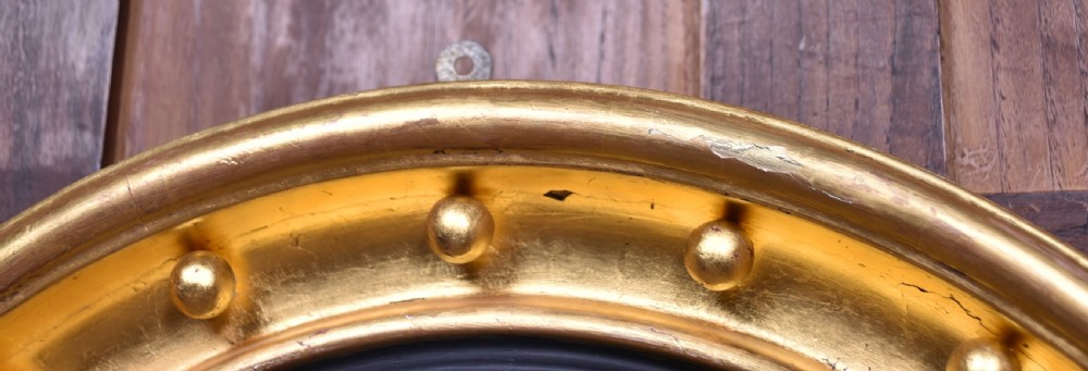 19th Century Round Gilt Convex Mirror View IV