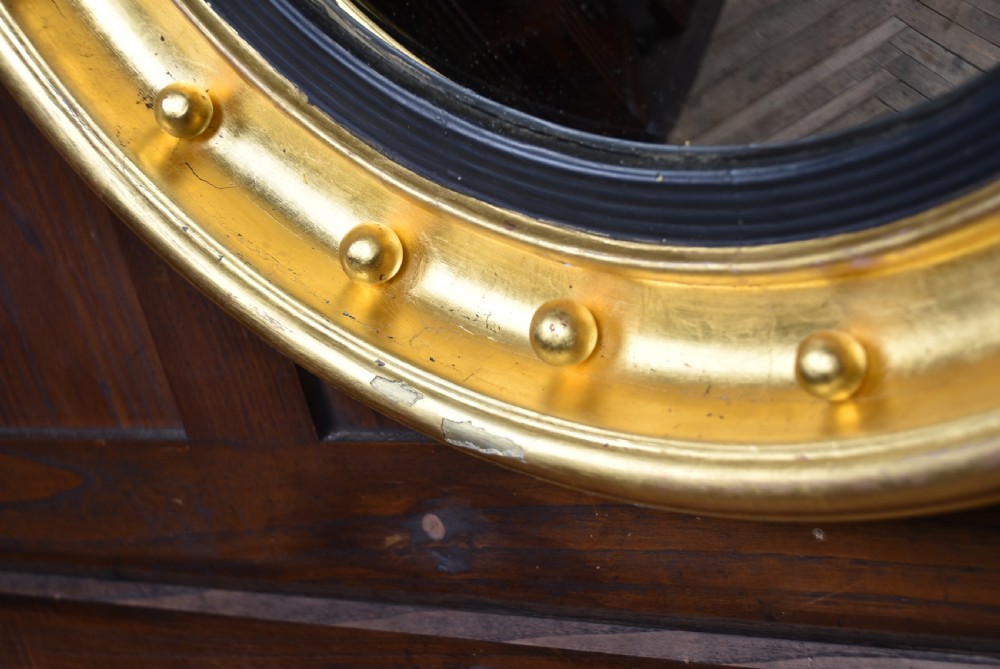 19th Century Round Gilt Convex Mirror View VI