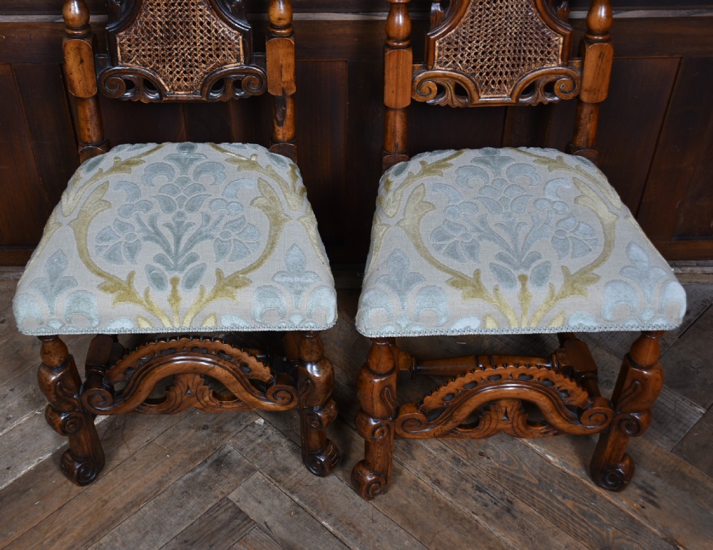 Pair of Dutch Walnut Hall chairs View V