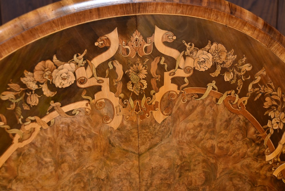Victorian Walnut Marquetry Snap Top Table  View II
