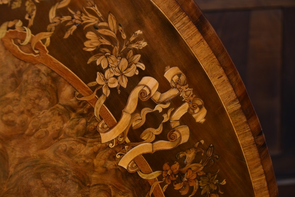 Victorian Walnut Marquetry Snap Top Table  View III