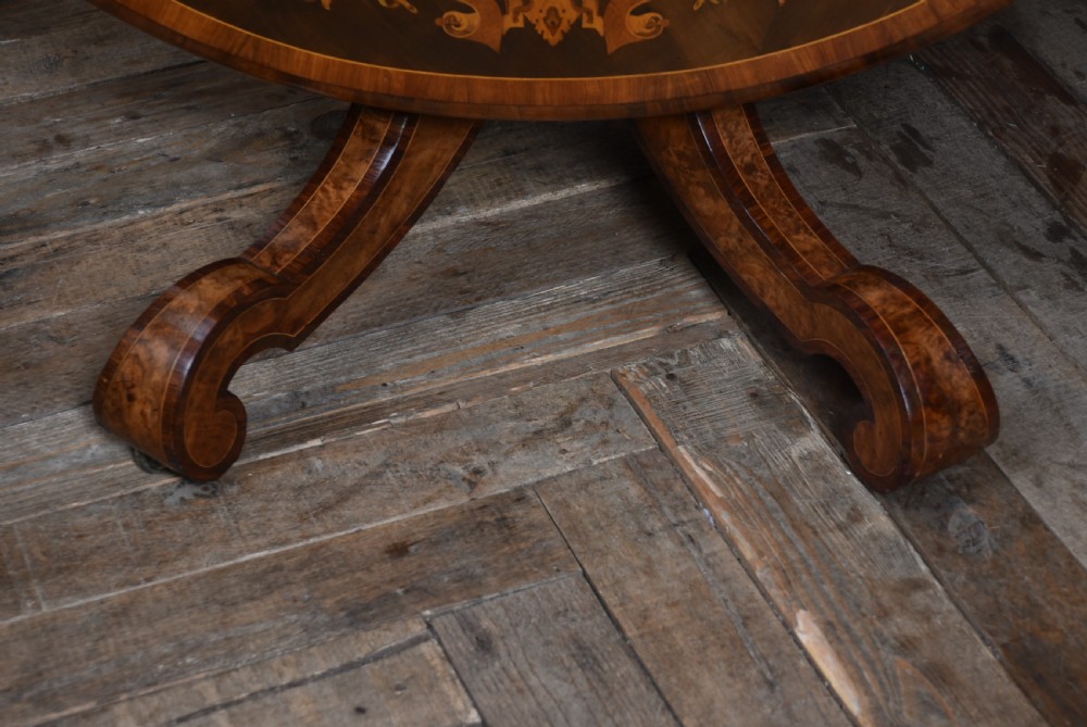 Victorian Walnut Marquetry Snap Top Table  View V