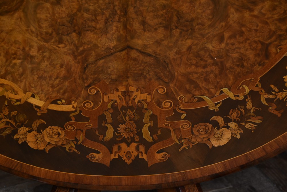 Victorian Walnut Marquetry Snap Top Table  View VII