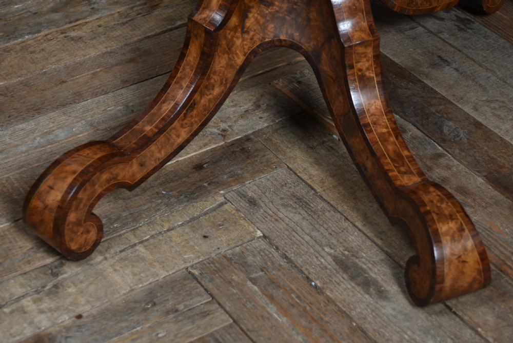 Victorian Walnut Marquetry Snap Top Table  View XI