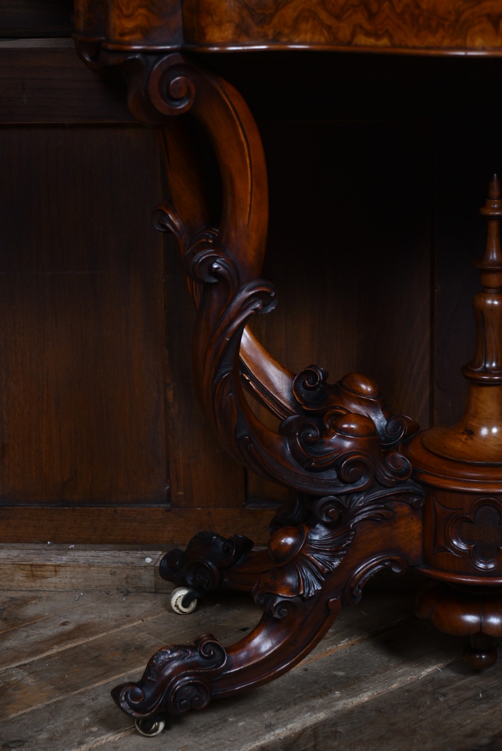 Victorian Burr Walnut Fold-Over Games Table View IX