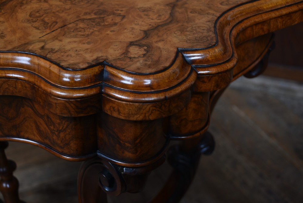Victorian Burr Walnut Fold-Over Games Table View XVI