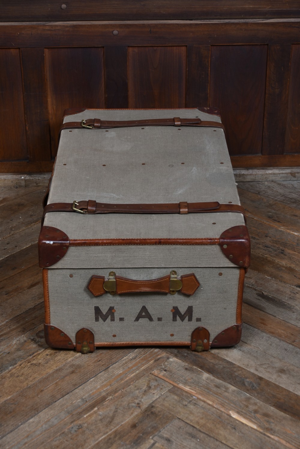 Edwardian Canvas Travel Trunk View VIII
