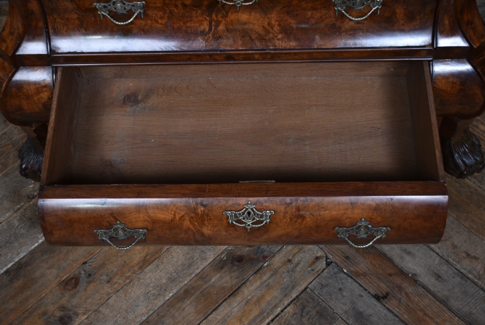 Dutch Burr Walnut Bombe Bureau View XII