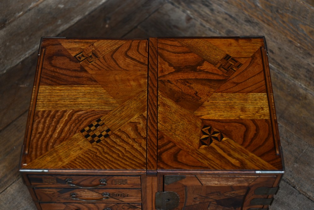 Japanese Meiji Parquetry scholars' box View XIX