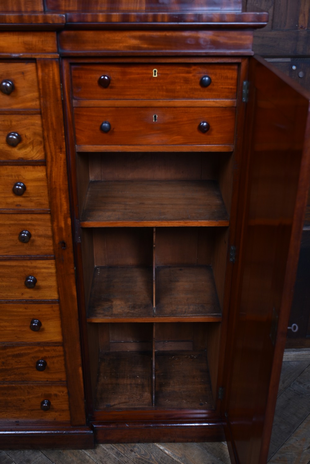 Victorian Mahogany Wellington Chest With Side Cupboards View XV
