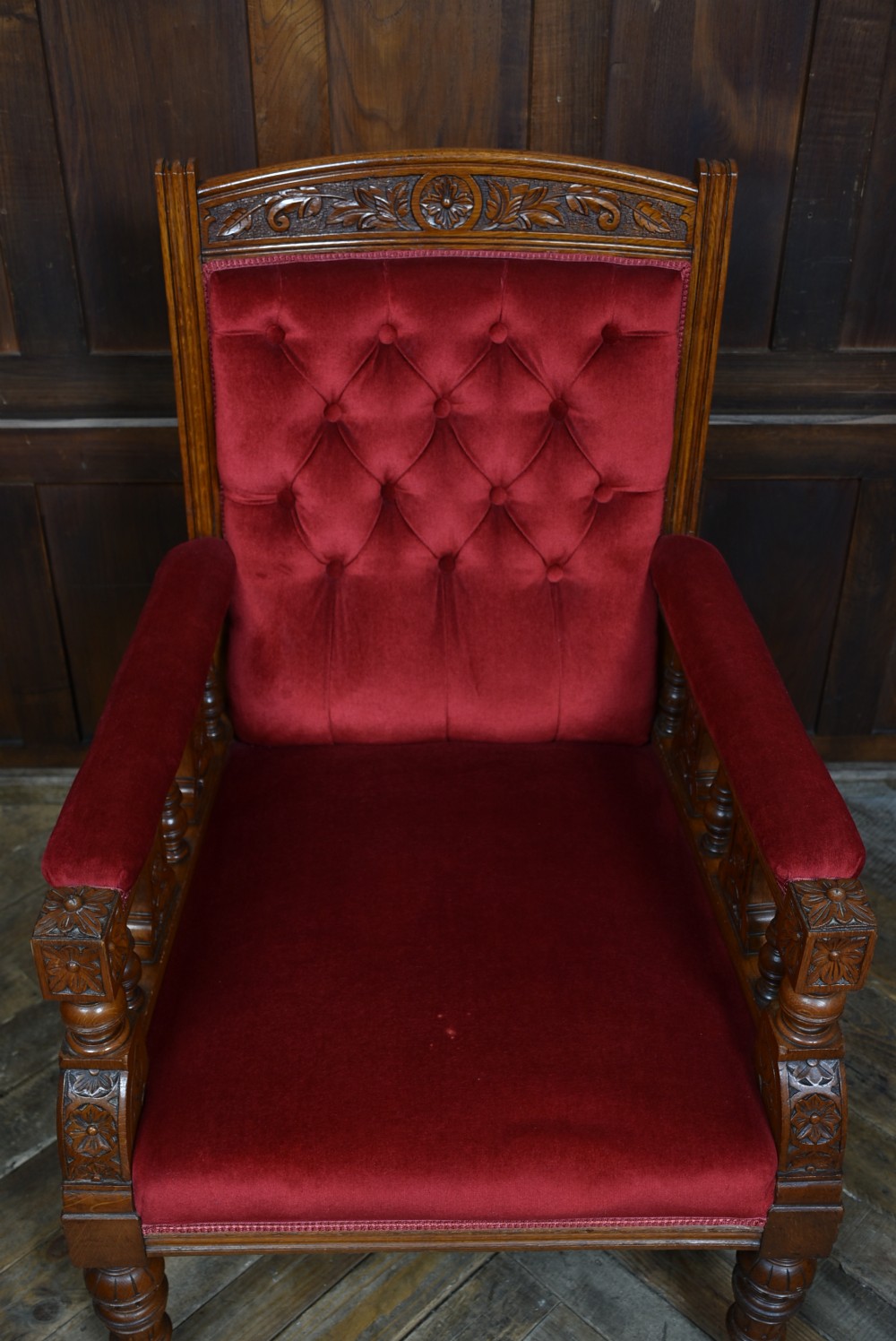 Edwardian Oak Library Chair View IV