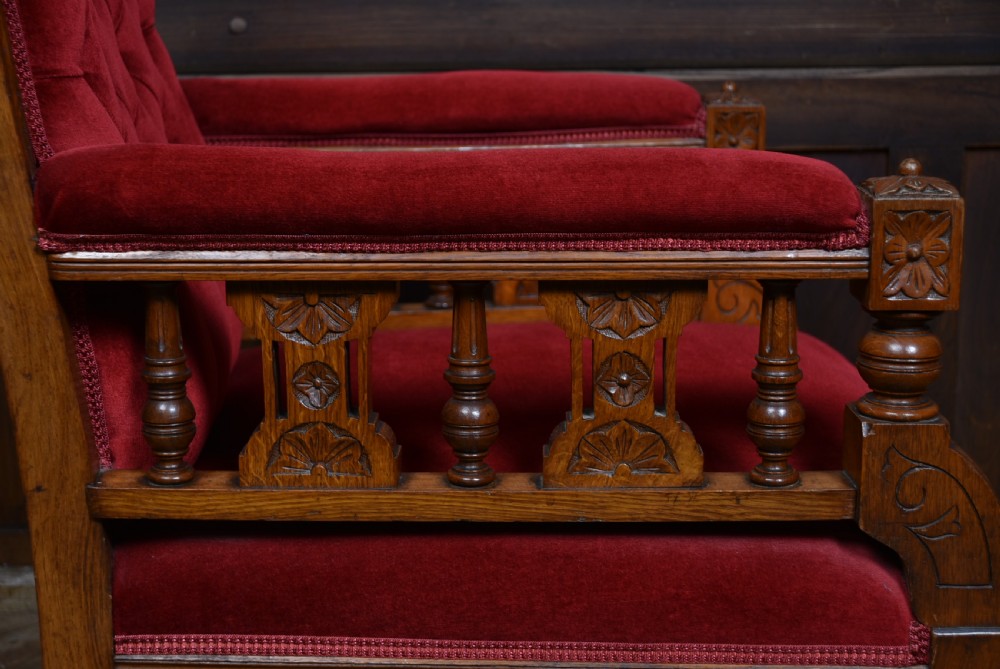 Edwardian Oak Library Chair View X