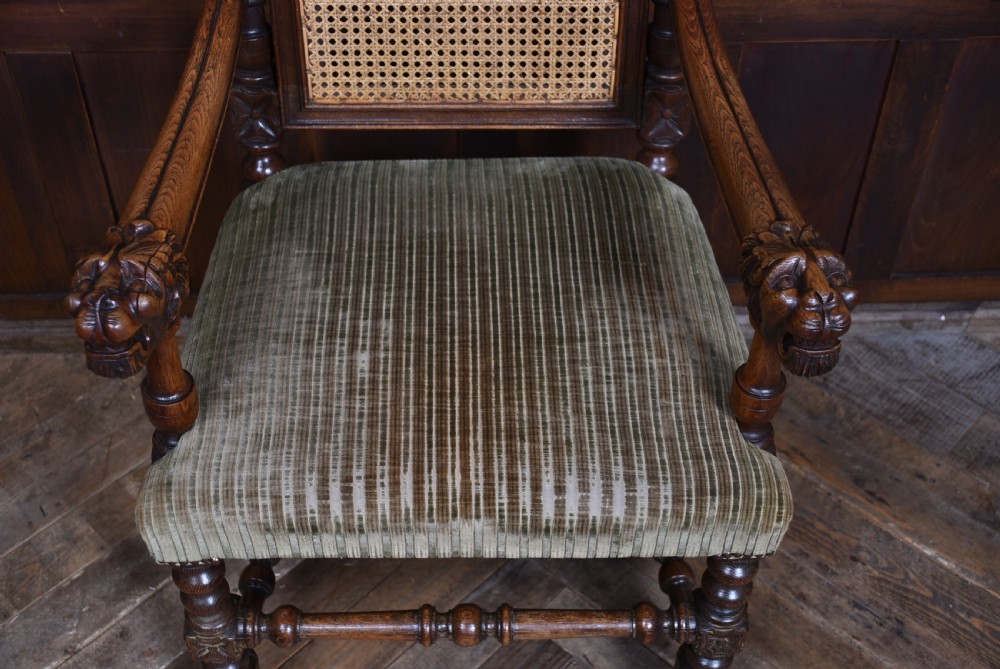 Victorian Oak Bergere Armchair View IV