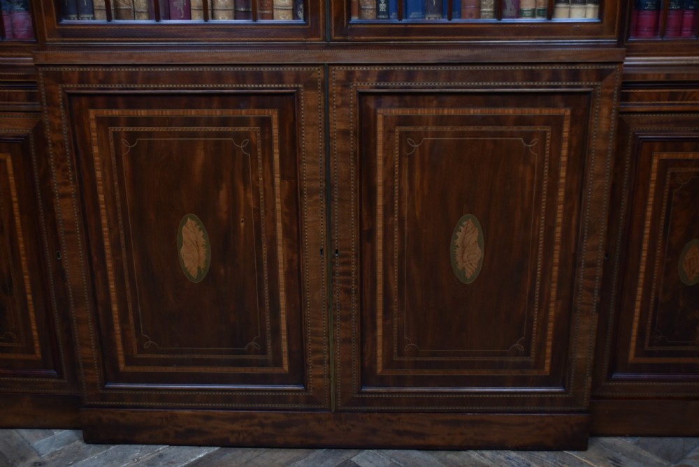 Edwardian Mahogany Breakfront Bookcase View VII