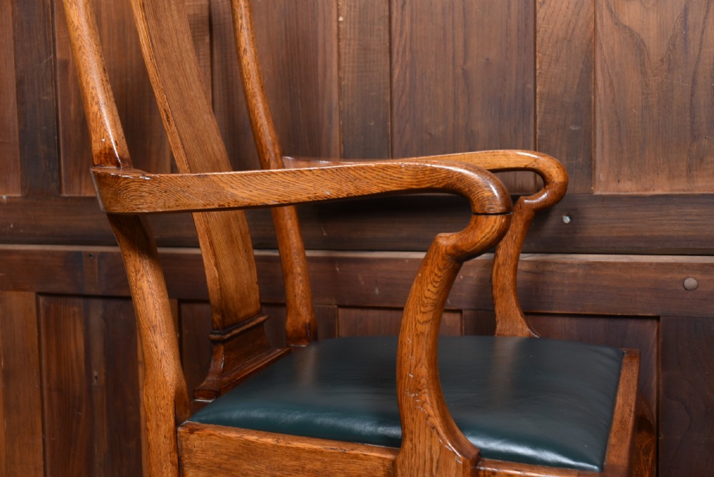 12 Queen Anne- Style Oak Chairs View IX