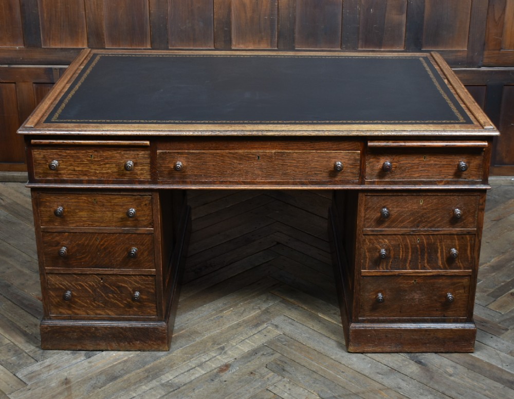 Victorian Oak Partner Desk View XVI