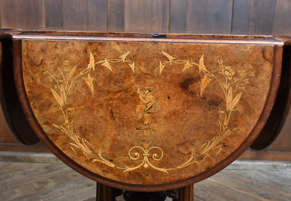 Victorian Walnut Drop-Leaf Games Table View V