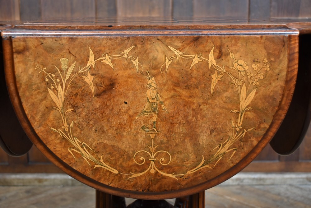 Victorian Walnut Drop-Leaf Games Table View VIII