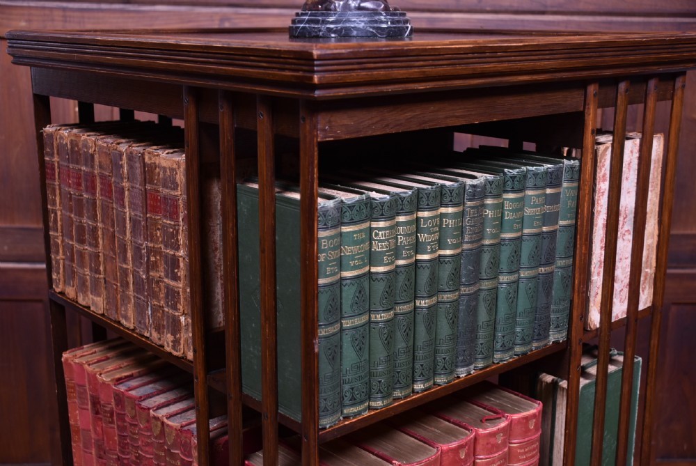 Edwardian Oak Revolving Bookcase View III