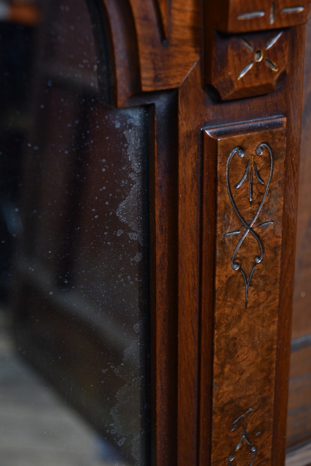 Edwardian Walnut Over Mantle Mirror View IX