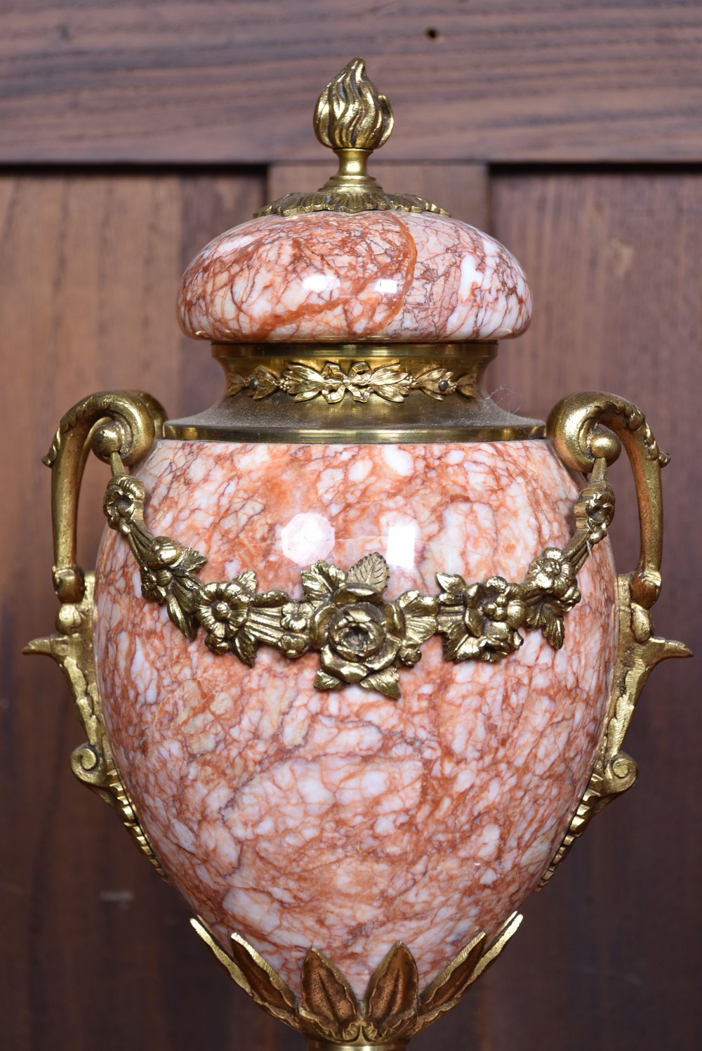 Pair of French Pink Marble Cassolettes / Urns View IV