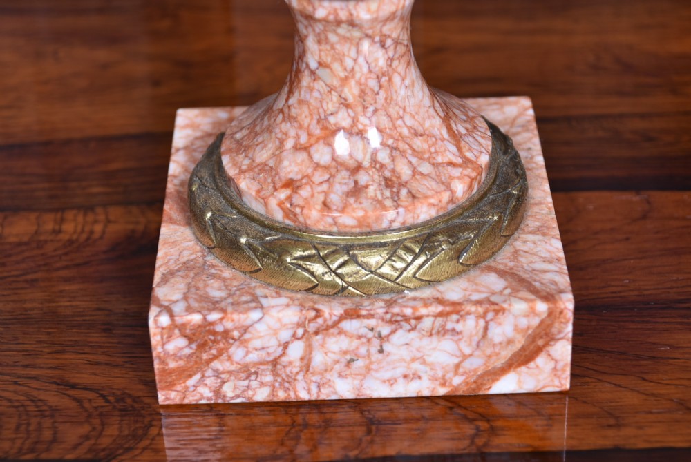 Pair of French Pink Marble Cassolettes / Urns View VII