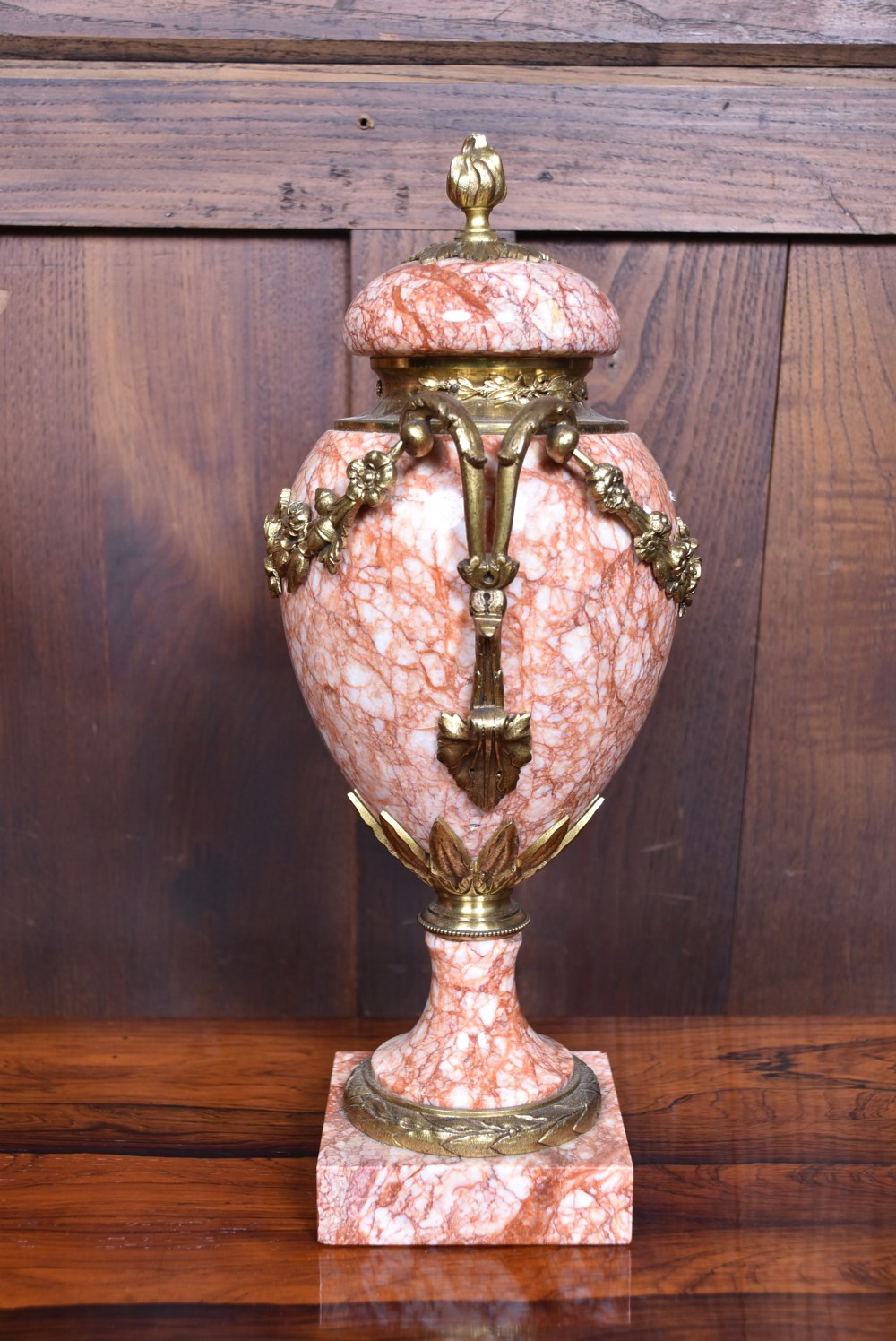 Pair of French Pink Marble Cassolettes / Urns View X