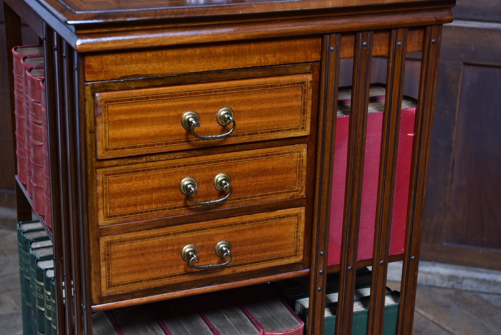 Edwardian Mahogany Revolving Bookcase View II