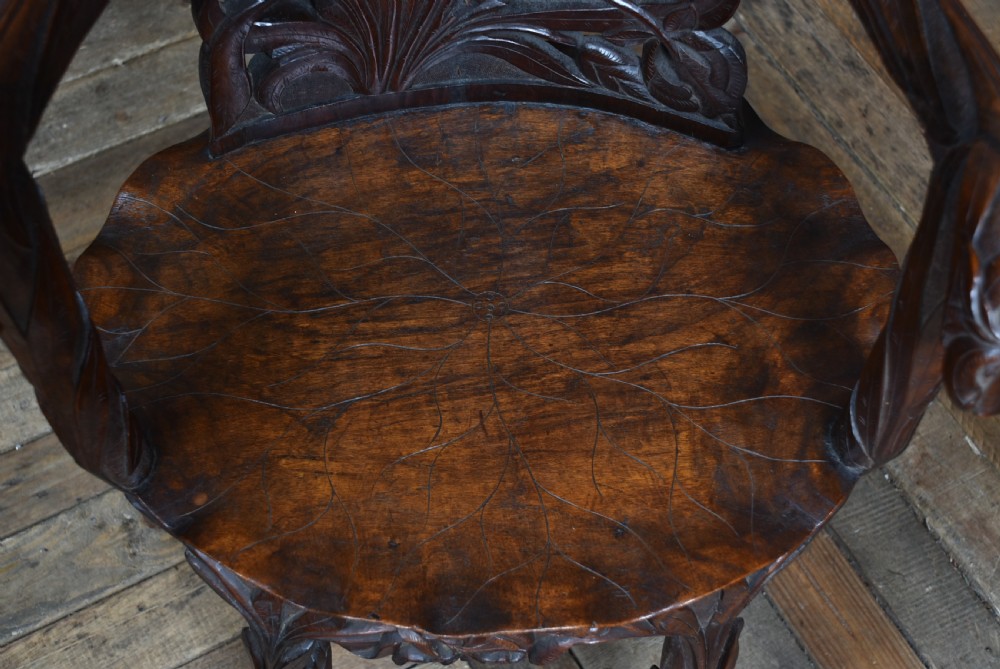 Carved Anglo-Indian Kashmir Walnut Armchair  View VI