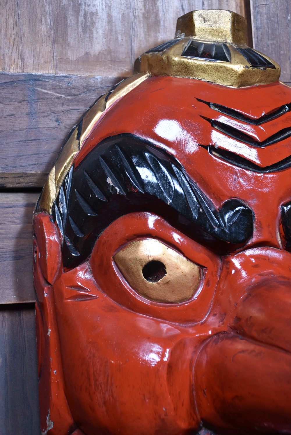 Japanese Tengu Wooden Mask View IV