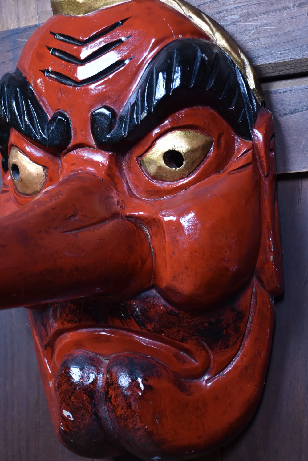 Japanese Tengu Wooden Mask View V