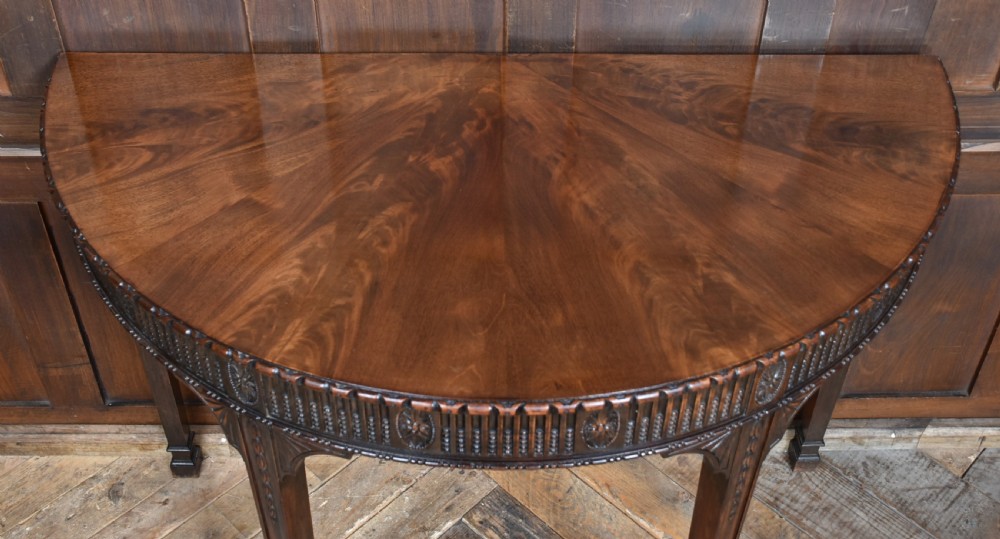Edwardian Mahogany Demi Lune Console Table View V