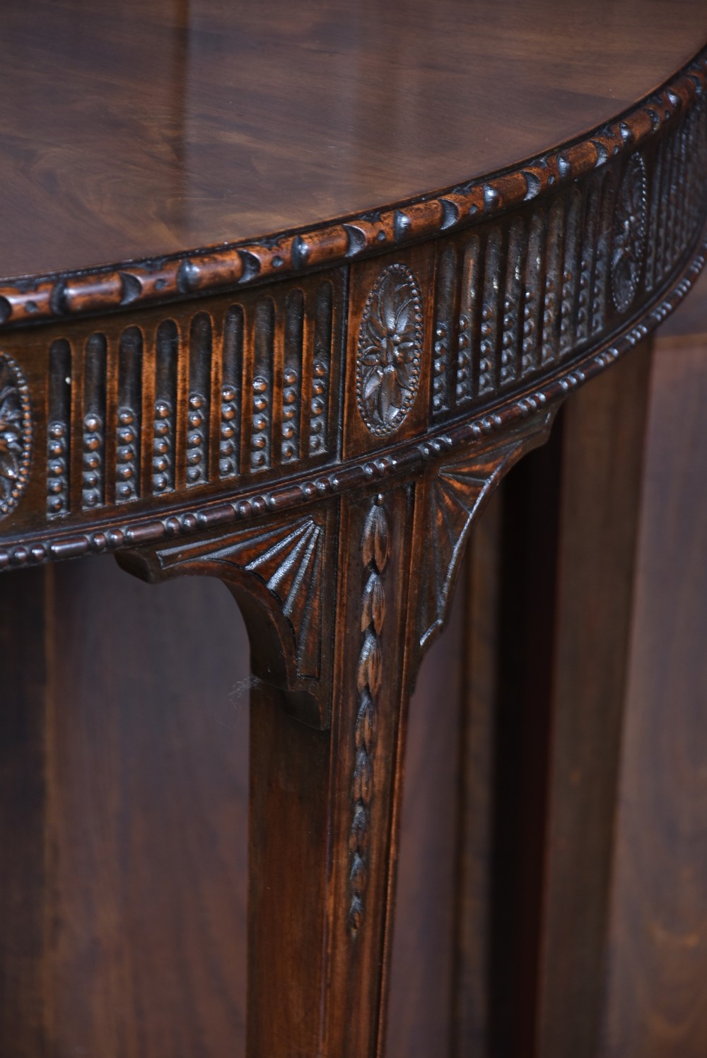 Edwardian Mahogany Demi Lune Console Table View VIII