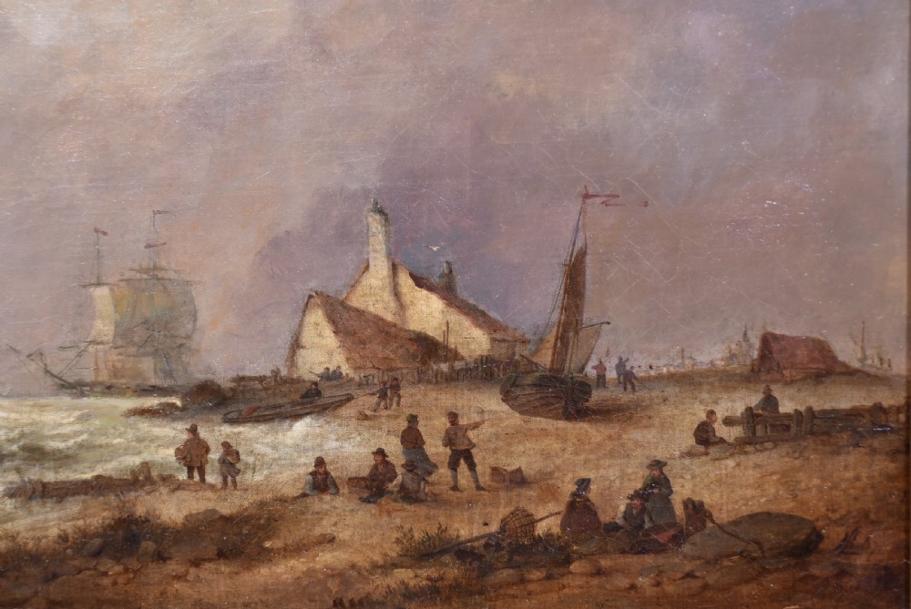 19th-Century Oil on Canvas Coastal Scene View II