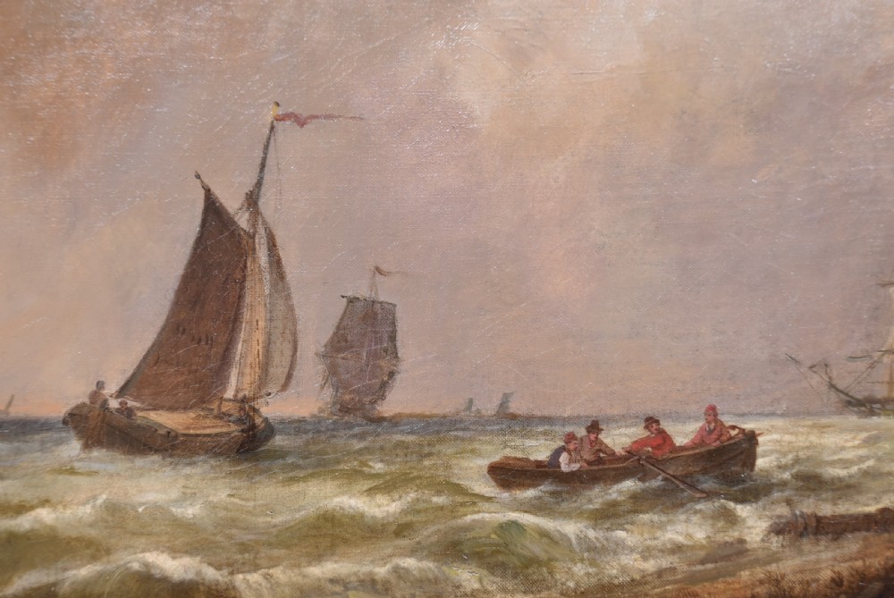19th-Century Oil on Canvas Coastal Scene View III