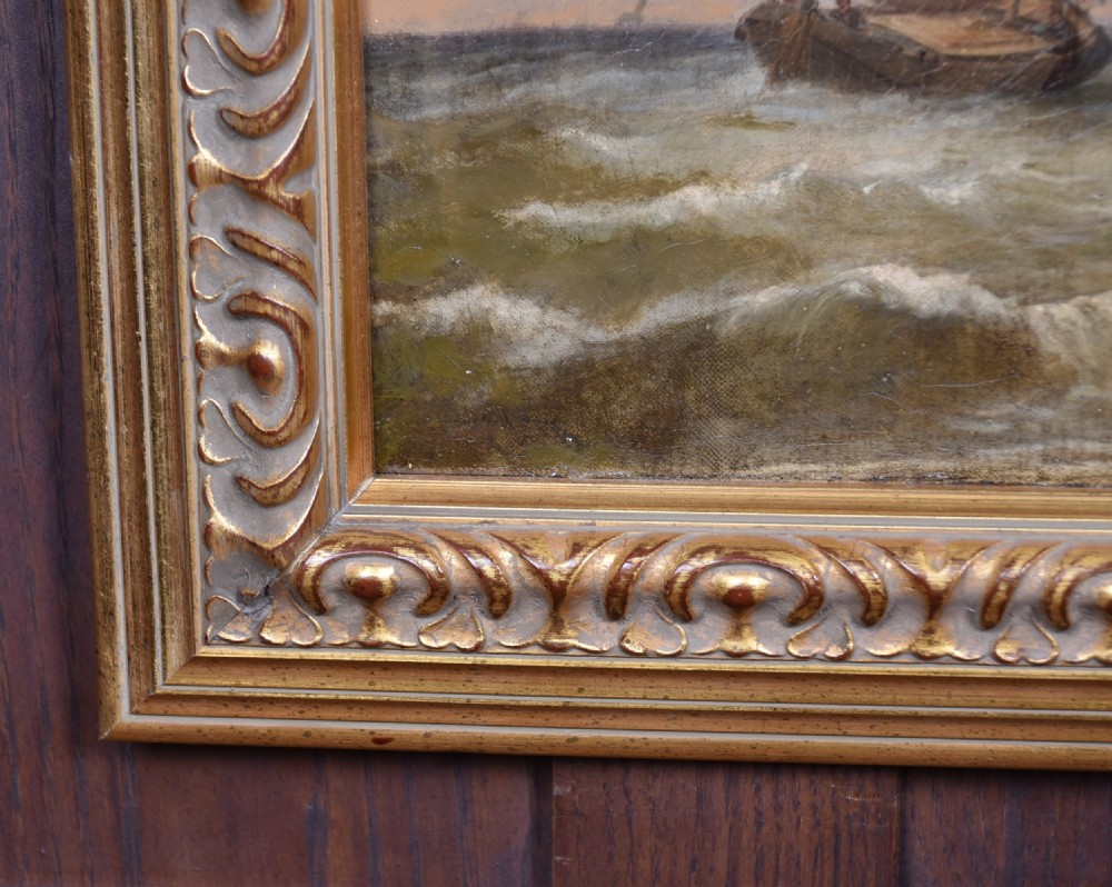 19th-Century Oil on Canvas Coastal Scene View V